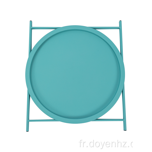 Table d&#39;appoint ronde pliante en métal avec plateau amovible